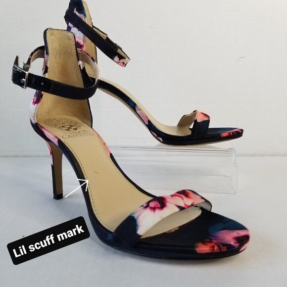 Vincent Camuto Feminine All Over Floral Print Jesta Heel Peep Toe Sandals Sz 7 - Picture 15 of 15